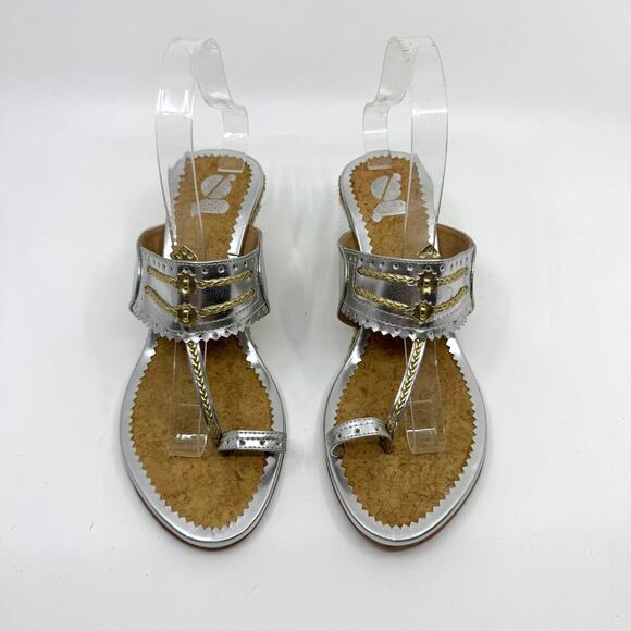 GOSSIP Silver/Gold Indian Kolhapuri Chappal Wedges - Picture 2 of 6